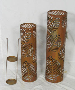 Candle Holder Metal Lantern Rustic Laser cut Decorative Home Garden Decor Set 2
