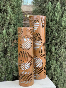 Candle Holder Metal Lantern Rustic Laser cut Decorative Home Garden Decor Set 2