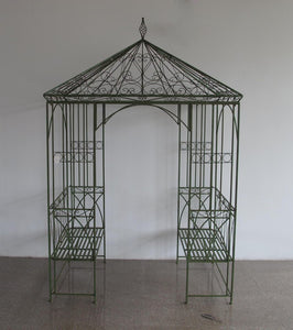 Gazebo With Bench Seats In Antique Green