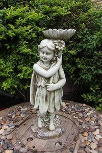 Statue Fairy Bird Feeder Sculpture Figurine Ornament Feature Garden Decor