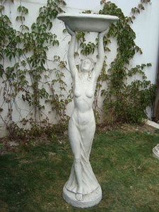Statue Lady Bird Feeder Bath Sculpture